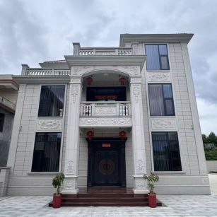 河池 芝麻白石材别墅干挂案例展示