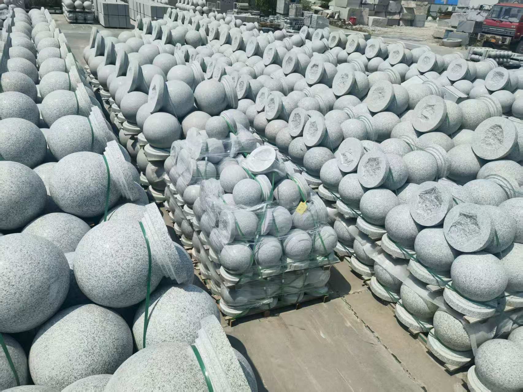 河池 花岗岩实心圆球，石球，挡车球，挡车石，车止石，路障石。