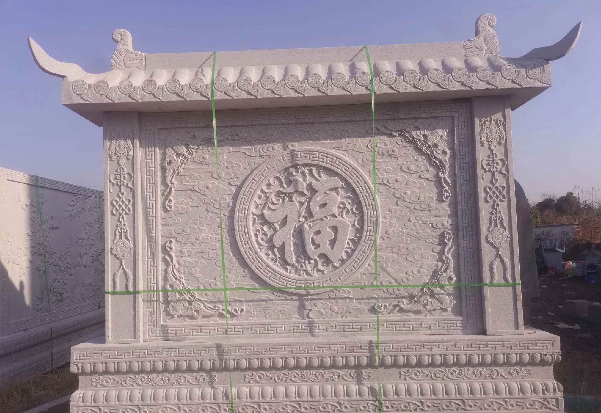 河池 芝麻白花岗岩屏风，照壁，影壁